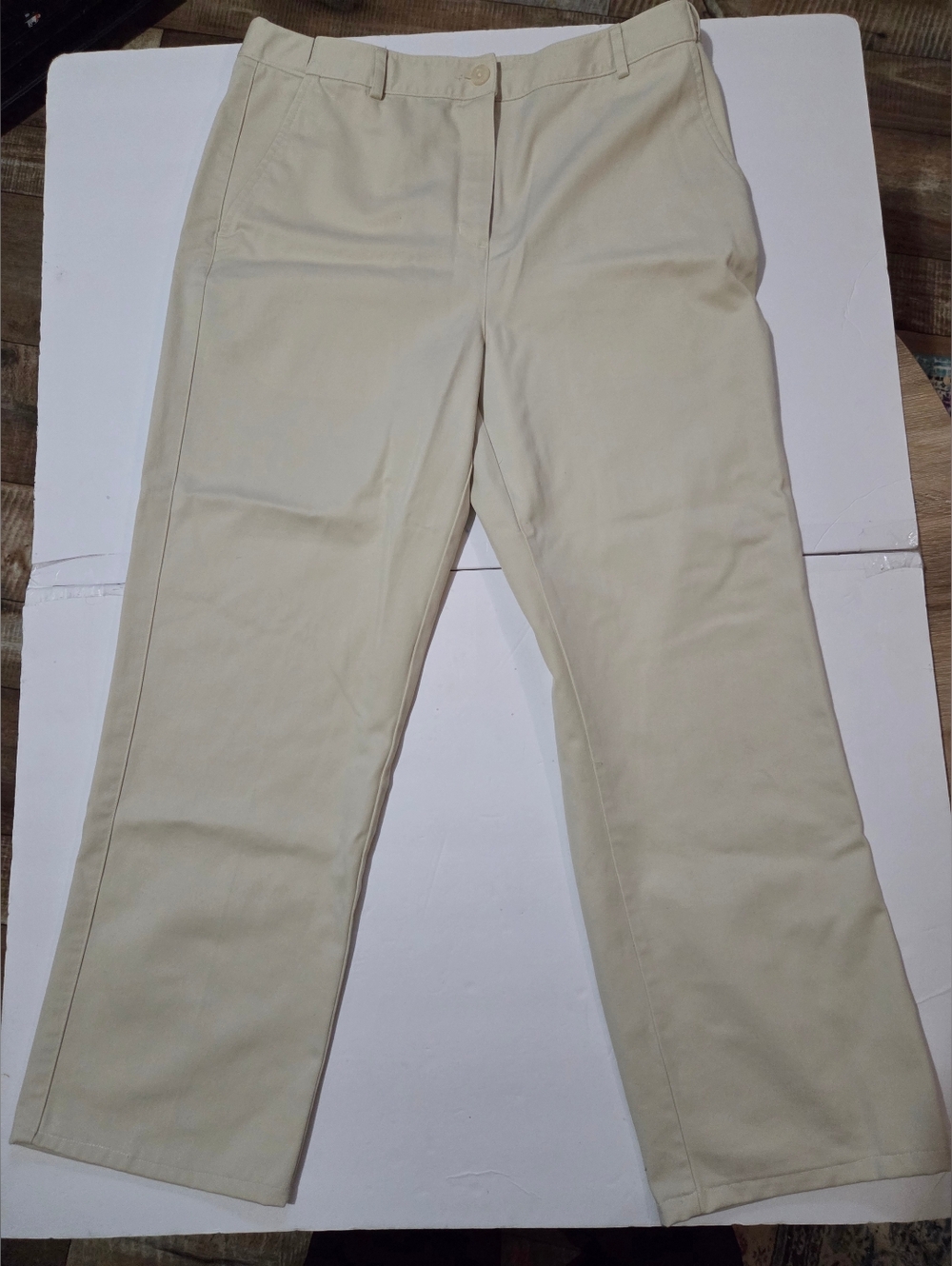 L.L. Bean Women's Size 12 Khaki Pants, 100% Cotton, 2 Front Pockets